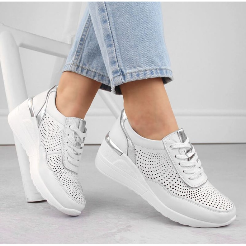 Sapatos de cunha S.Barski W LR725 OLI254A branco 2