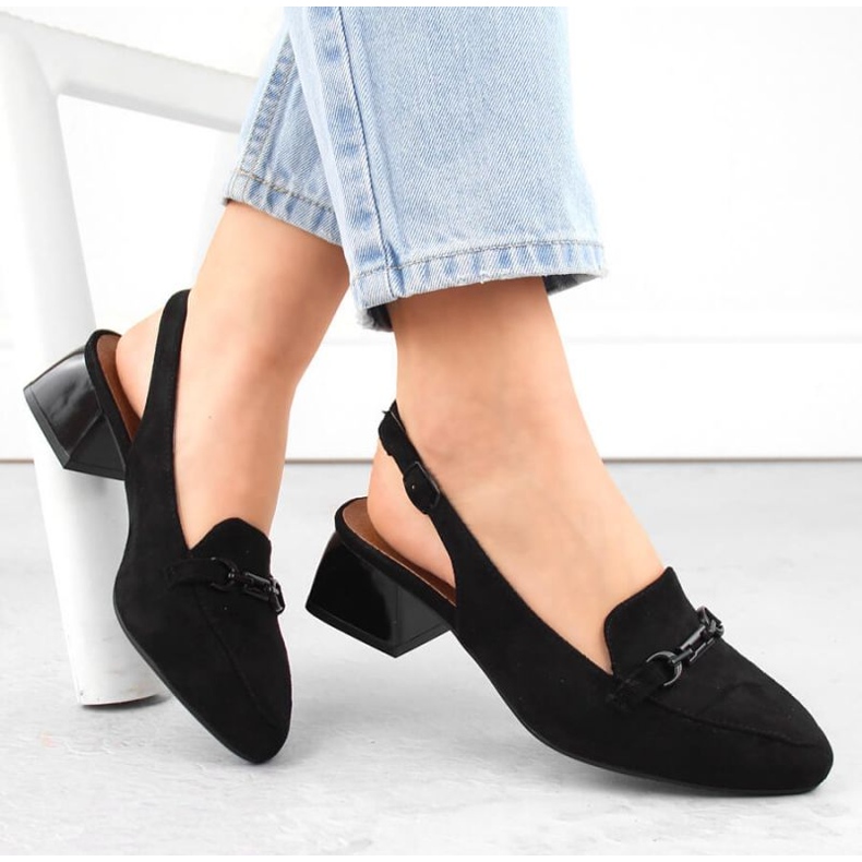 Sandálias de salto alto em camurça M.Daszyński W SAN36A, pretas preto 1