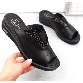 Filippo W PAW536 mules de couro preto com cunha 1