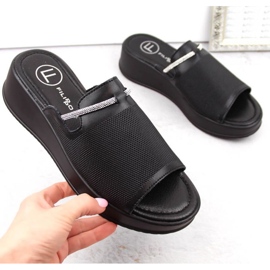 Filippo W PAW538A Mulas de couro preto com cunha 1