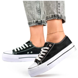 Tênis feminino plataforma baixa, preto QY832B 1