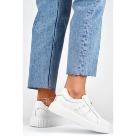 Goodin Calçado esportivo feminino de couro com plataforma, branco GD-RS2007W 1