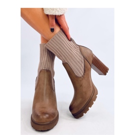 Botins de salto cáqui castanho 2