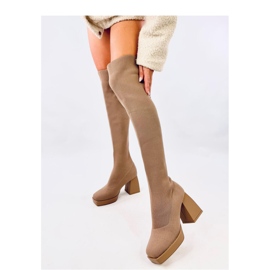 Meia de salto alto cáqui bege 1