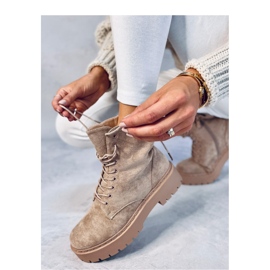 Burse Ankle boot com cadarço e plataforma Khaki bege 1