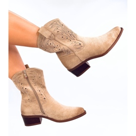 Botas de cowboy bege com aberturas 1