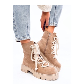 Botins com atacadores grossos Smiless Caqui - Inello bege 2