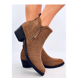 Botas de cowboy cáqui vazadas castanho 1