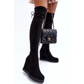 Botas acima do joelho NS362P Camurça Preta preto 1