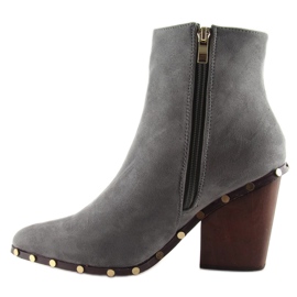 Botas com tacão de madeira cinza 9127 cinza 1
