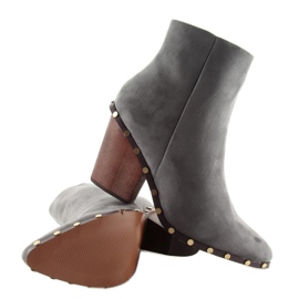 Botas com tacão de madeira cinza 9127 cinza 2