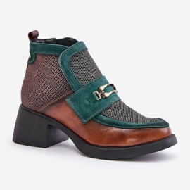 Step in style Botas Modelo Maciejka 06747-29 Marrom/Verde - Entre com estilo 2