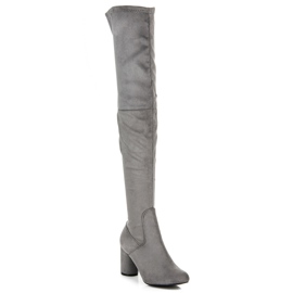 Vices Botas de cano alto com salto alto cinza 1