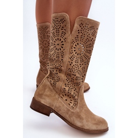 Botas Modelo Lewski 3366/2 Veludo Bege 2