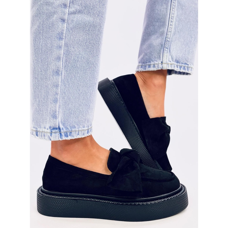 Mocassins de camurça pretos Tempelton com laço 2 Mocassins de camurça pretos Tempelton com laço 2