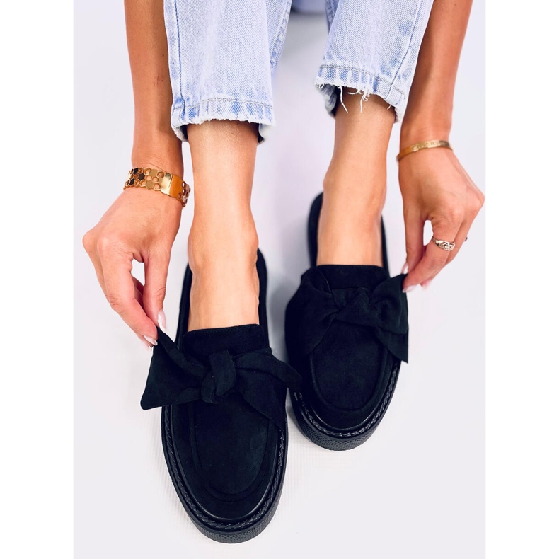 Mocassins de camurça pretos Tempelton com laço 1 Mocassins de camurça pretos Tempelton com laço 1