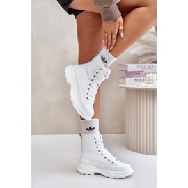 Big Star Tênis femininos isolados de couro na enorme plataforma grande estrela oo274a598 branco 2