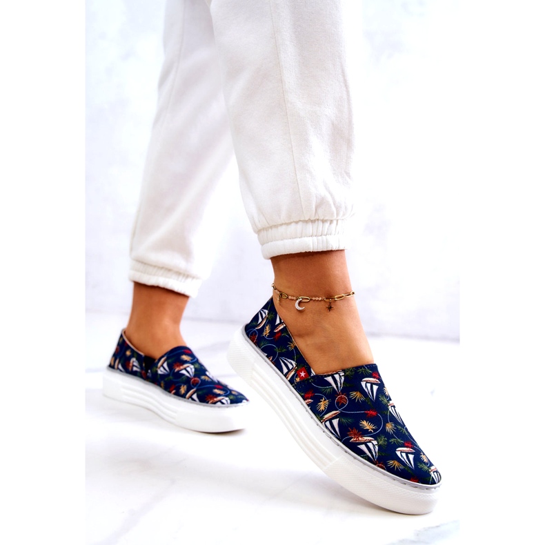 Tênis feminino slip on Memory Foam Big Star JJ276016 Azul Marinho 2