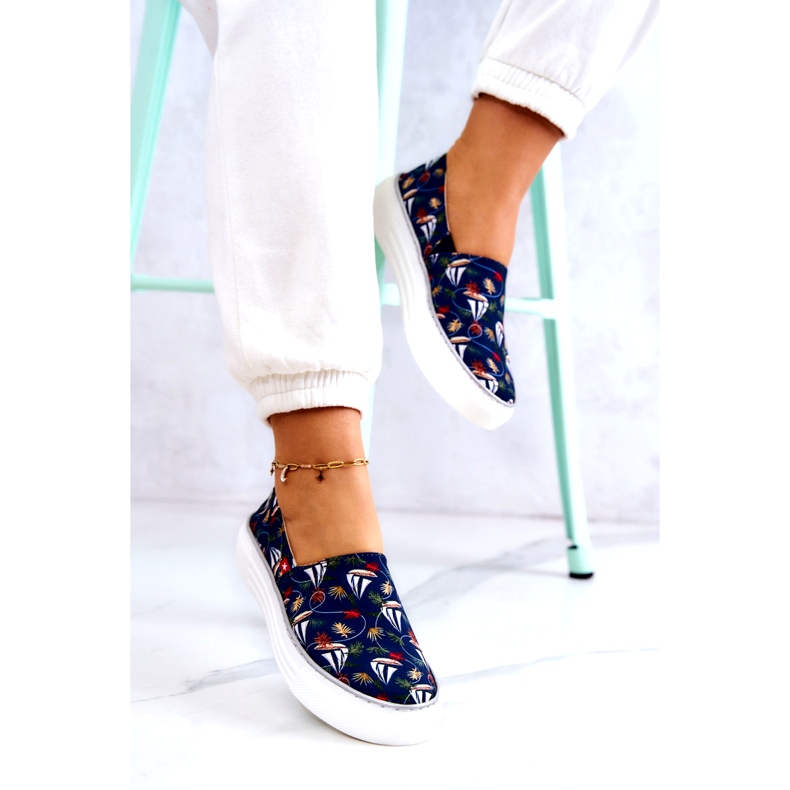 Tênis feminino slip on Memory Foam Big Star JJ276016 Azul Marinho 3