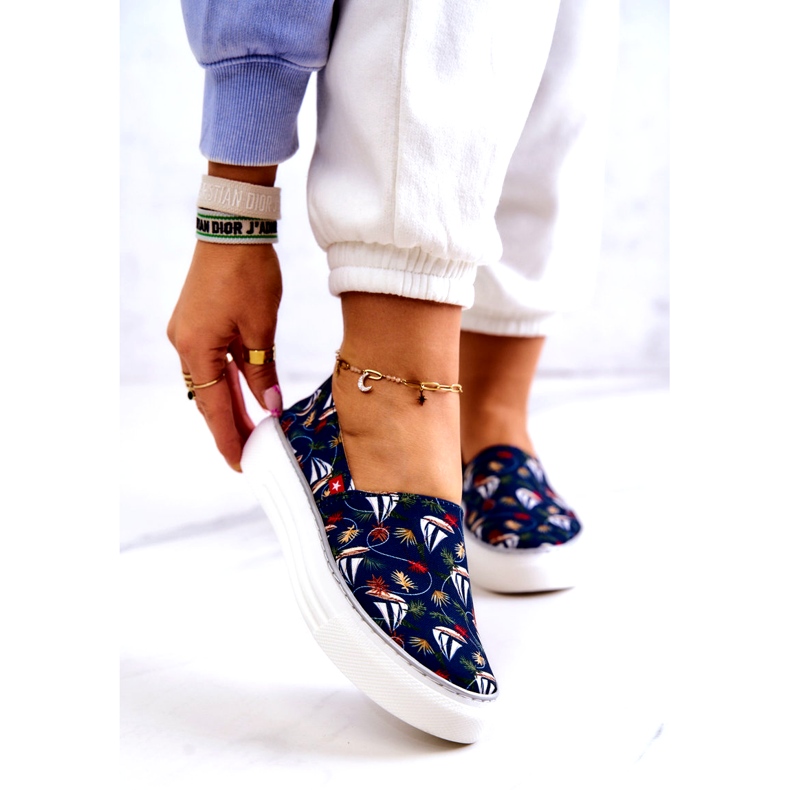 Tênis feminino slip on Memory Foam Big Star JJ276016 Azul Marinho 1