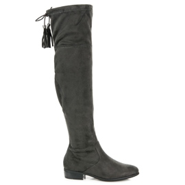 Yes Mile Botas over the knee com franjas cinza 1 Yes Mile Botas over the knee com franjas cinza 1