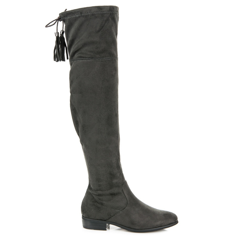 Yes Mile Botas over the knee com franjas cinza 1 Yes Mile Botas over the knee com franjas cinza 1