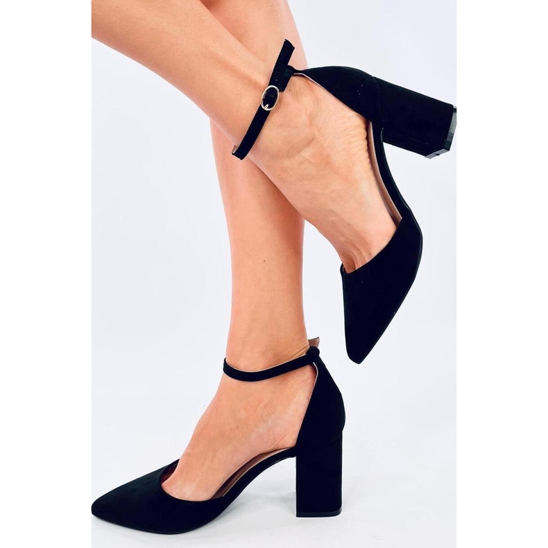 Bombas pretas de salto alto com fecho no tornozelo preto 1