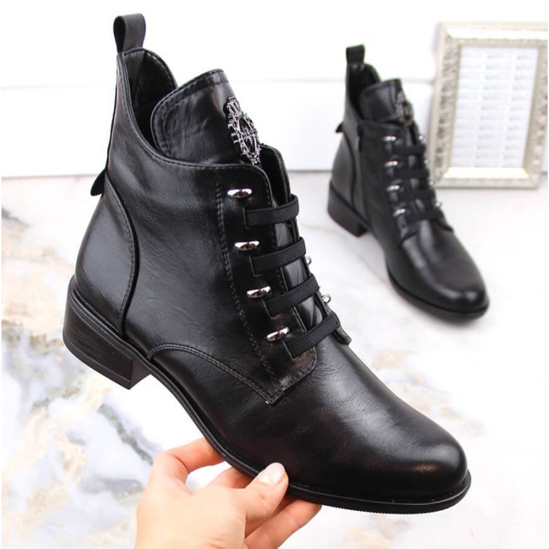 Botins isolados de salto baixo Jezzi W JEZ412A, preto 1