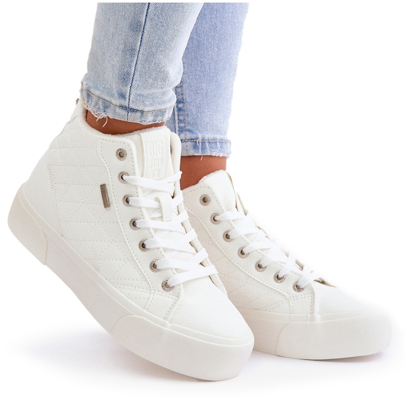 Tênis feminino isolado com costura Big Star OO274A479 branco 4