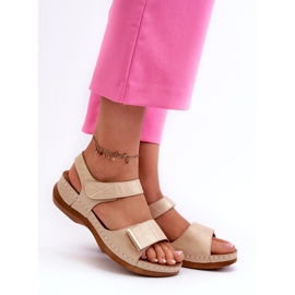 Evento Sandálias femininas confortáveis ​​de velcro bege 1