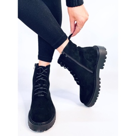 Botins femininos em camurça preta com atacadores preto 2 Botins femininos em camurça preta com atacadores preto 2
