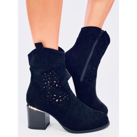 Botas femininas de camurça preta com aberturas preto 1
