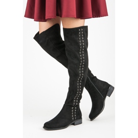 Ideal Shoes Botas com encadernação decorativa preto 2