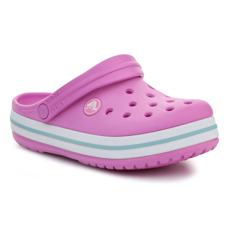 Tamanco infantil Crocs Crocband 207006-6SW rosa rosas e roxos 1