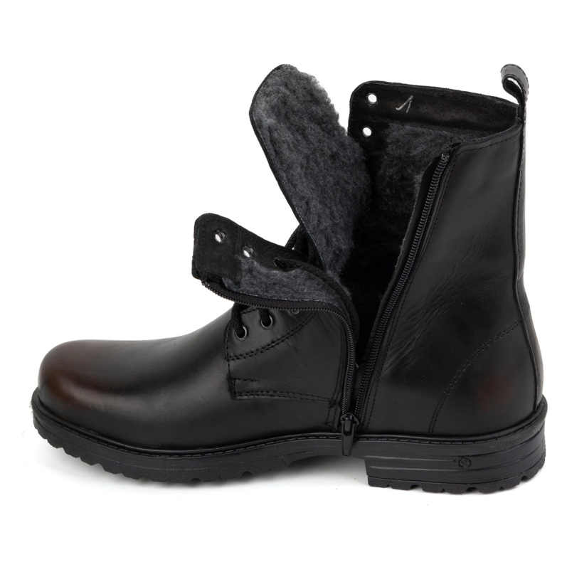 Polbut Botas militares masculinas, couro polonês, 2118S kabir preto 1