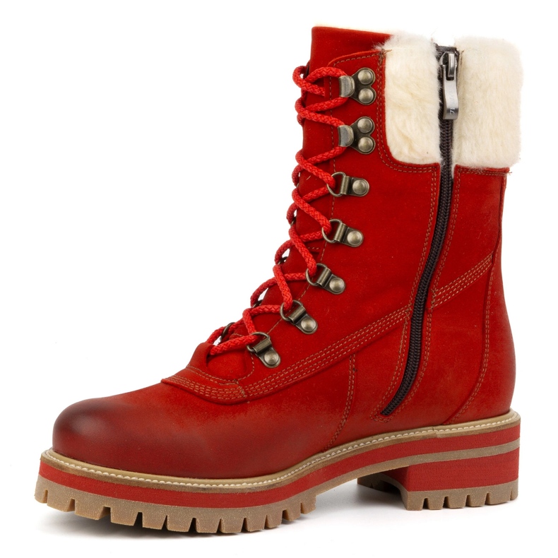 ButBal Botas femininas de couro, botas de inverno com isolamento, 329 Vermelho 1