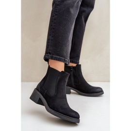 Botas femininas Chelsea quentes com salto baixo e zíper preto 1