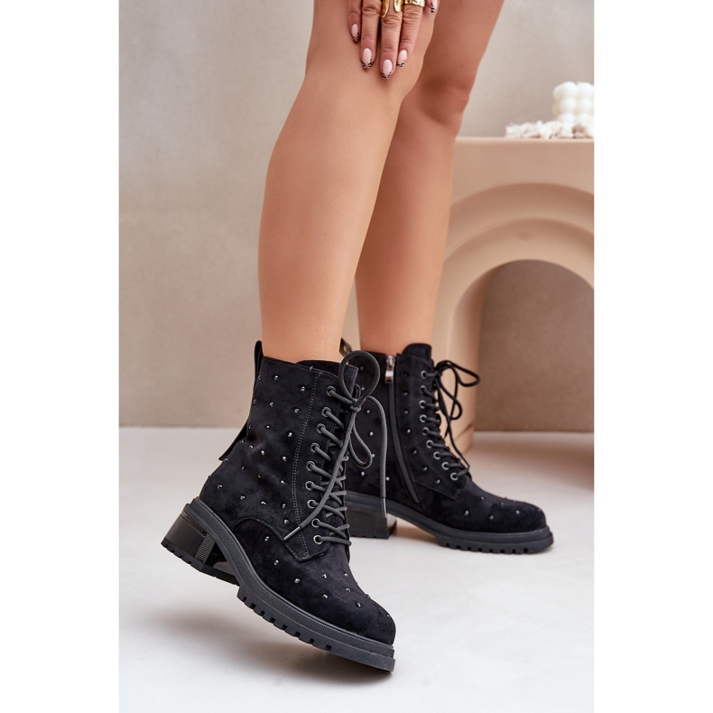 S.Barski Botas de trabalho isoladas femininas decoradas D&amp;A MR880-017 pretas preto 2