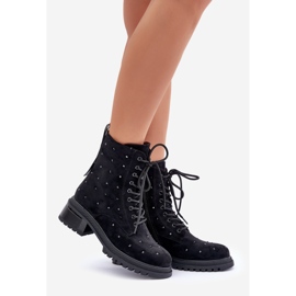 S.Barski Botas de trabalho isoladas femininas decoradas D&amp;A MR880-017 pretas preto 1