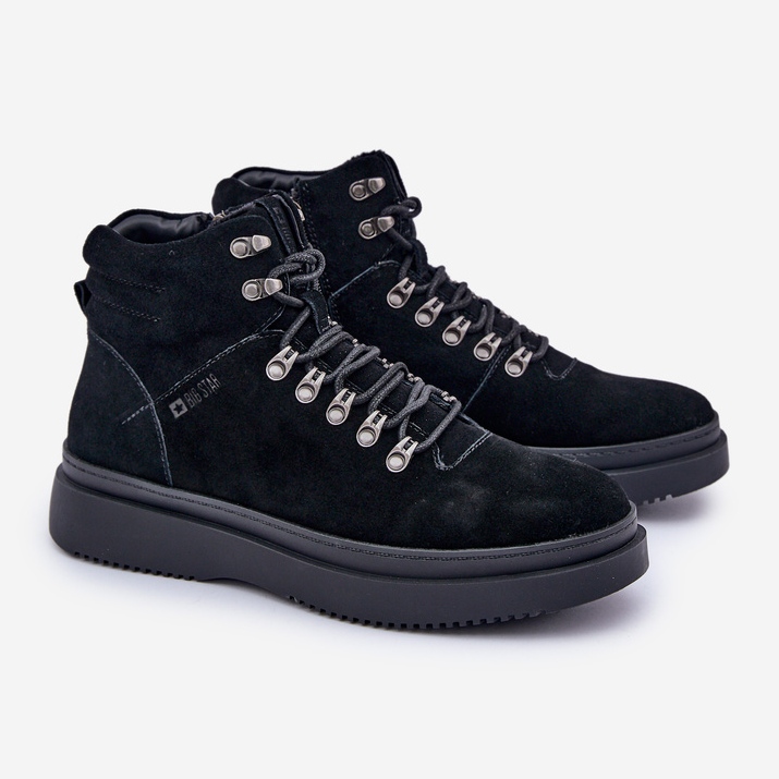 Botas masculinas de camurça com isolamento Big Star OO174187 pretas preto 1