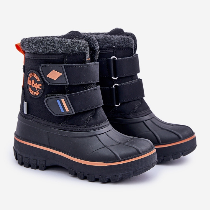 Botas infantis de neve com velcro Lee Cooper LCJ-24-44-2865K pretas preto 1