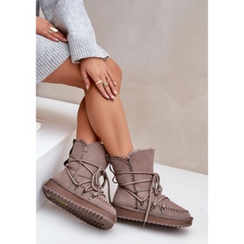 Botas de neve femininas em camurça natural D.Franklin DFSH375004 bege escuro 1