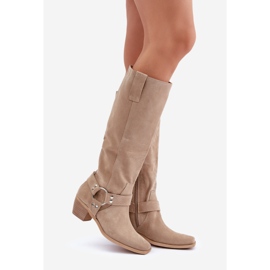 Botas de camurça com salto baixo e parte superior acima do joelho Zazoo 3444/O Bege Claro 1 Botas de camurça com salto baixo e parte superior acima do joelho Zazoo 3444/O Bege Claro 1