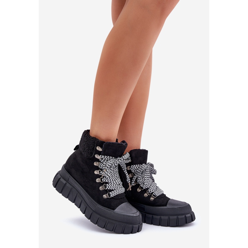 Botins femininos com isolamento Trapper na plataforma, pretos 1