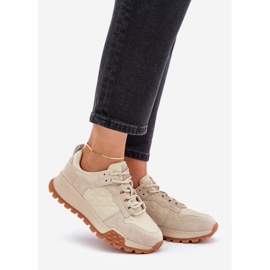 Tênis feminino de couro Big Star OO274A315 Hi-Poly System bege 1