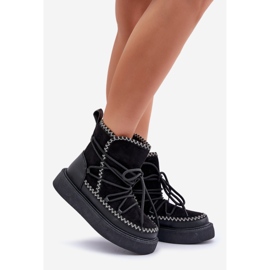 Botas femininas de neve com bordado na plataforma, pretas preto 1 Botas femininas de neve com bordado na plataforma, pretas preto 1