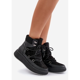 Botas femininas baixas para neve na plataforma, pretas preto 1