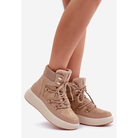 Botas de neve com plataforma baixa castanhas bege 1