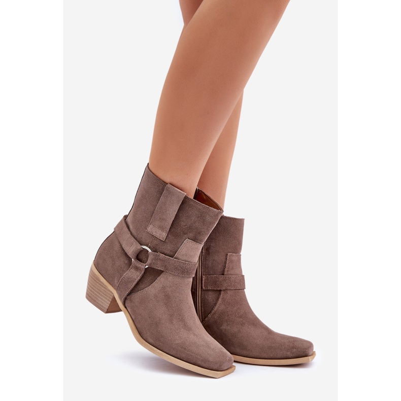 Botas Zazoo 3444/2 marrons de salto alto feitas de camurça natural castanho 1