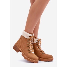 Botas femininas de pele de carneiro com salto baixo camelo castanho 1 Botas femininas de pele de carneiro com salto baixo camelo castanho 1